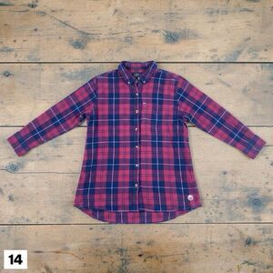 Peau de Loup Women's Button Down Shirt Canada Soccer Plaid Flannel Size 14
